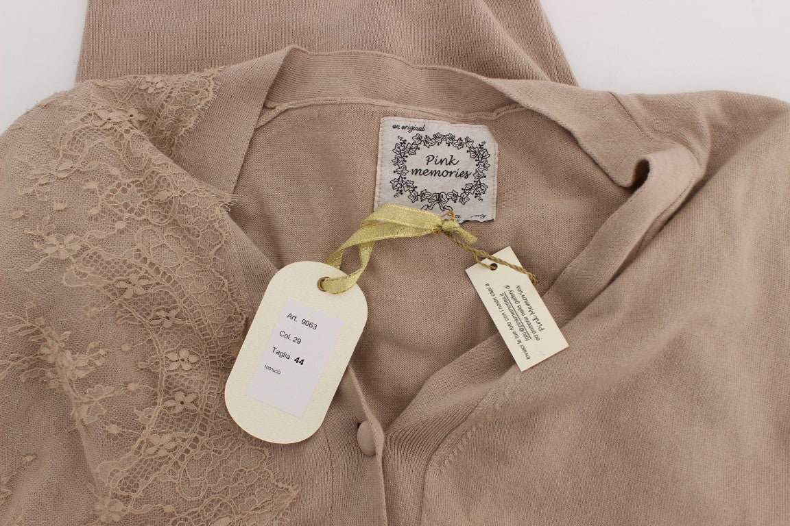 PINK MEMORIES Pink Lace Cotton Cardigan Sweater | Regal Royce