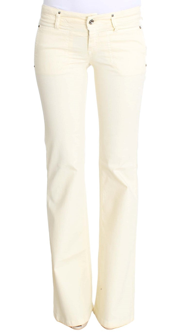 Costume National White Cotton Stretch Flare Jeans | Regal Royce