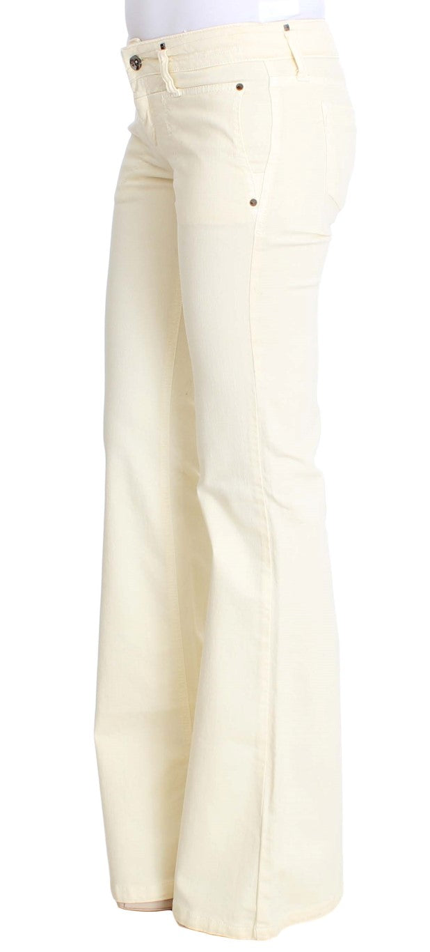 Costume National White Cotton Stretch Flare Jeans | Regal Royce