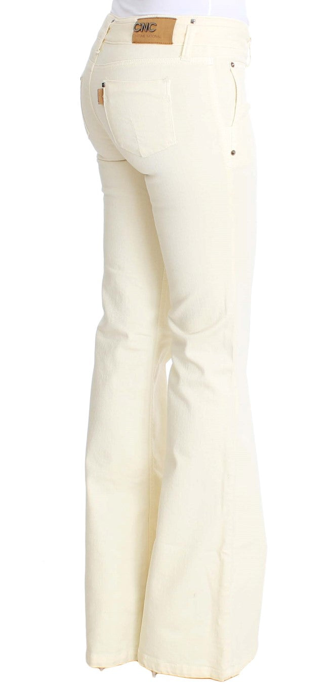 Costume National White Cotton Stretch Flare Jeans | Regal Royce
