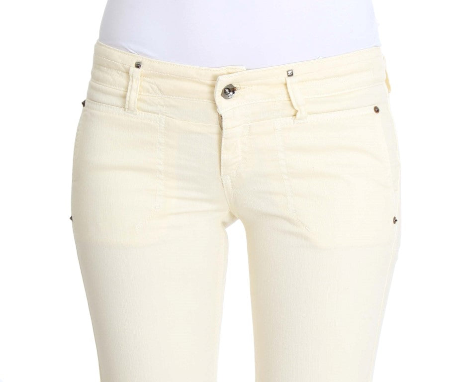 Costume National White Cotton Stretch Flare Jeans | Regal Royce