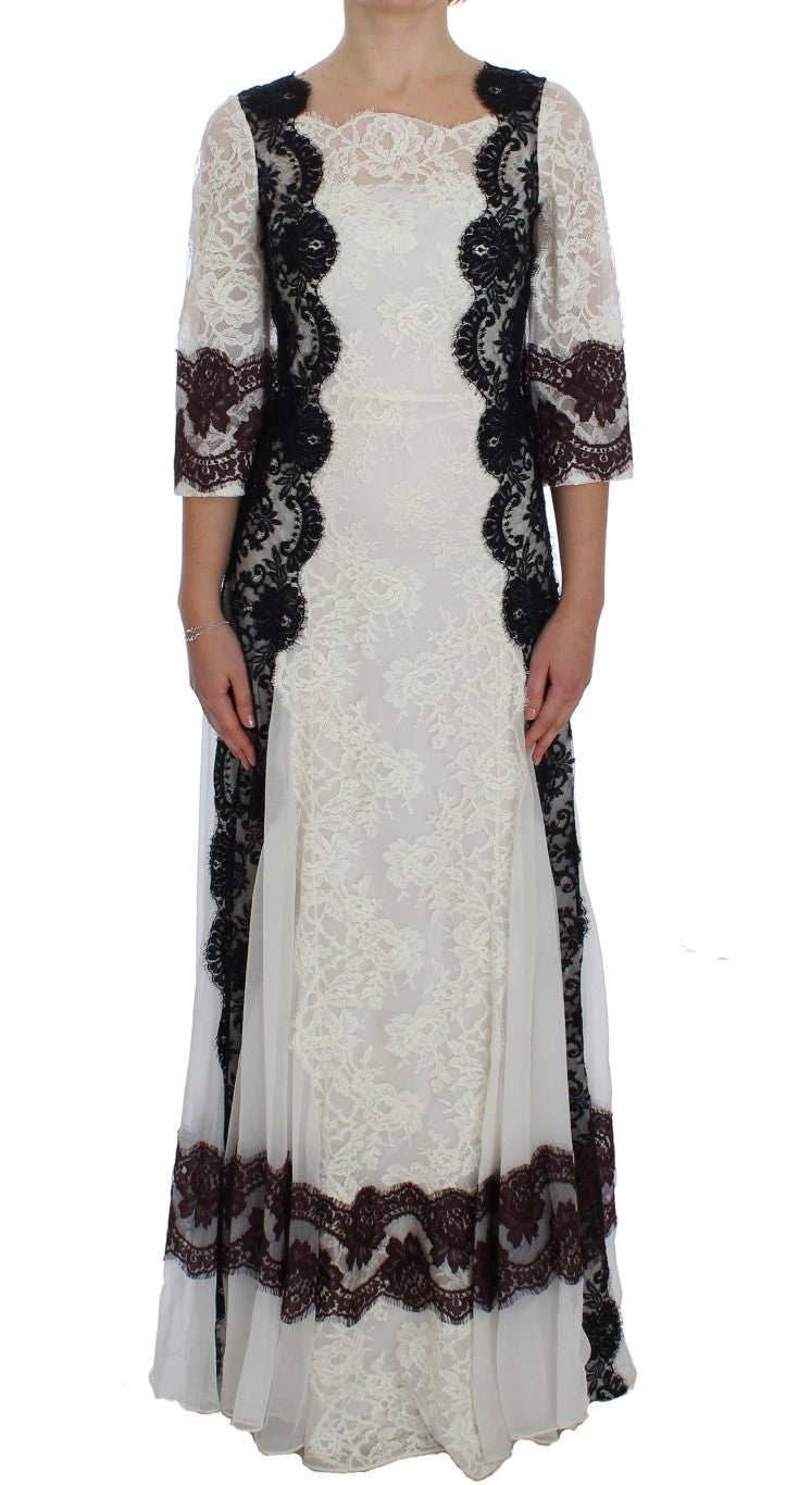 Dolce & Gabbana White Floral Lace Full Length Gown Dress | Regal Royce