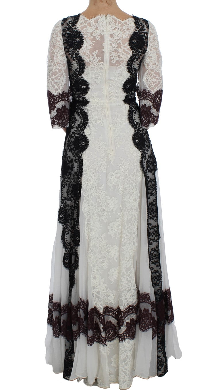Dolce & Gabbana White Floral Lace Full Length Gown Dress | Regal Royce