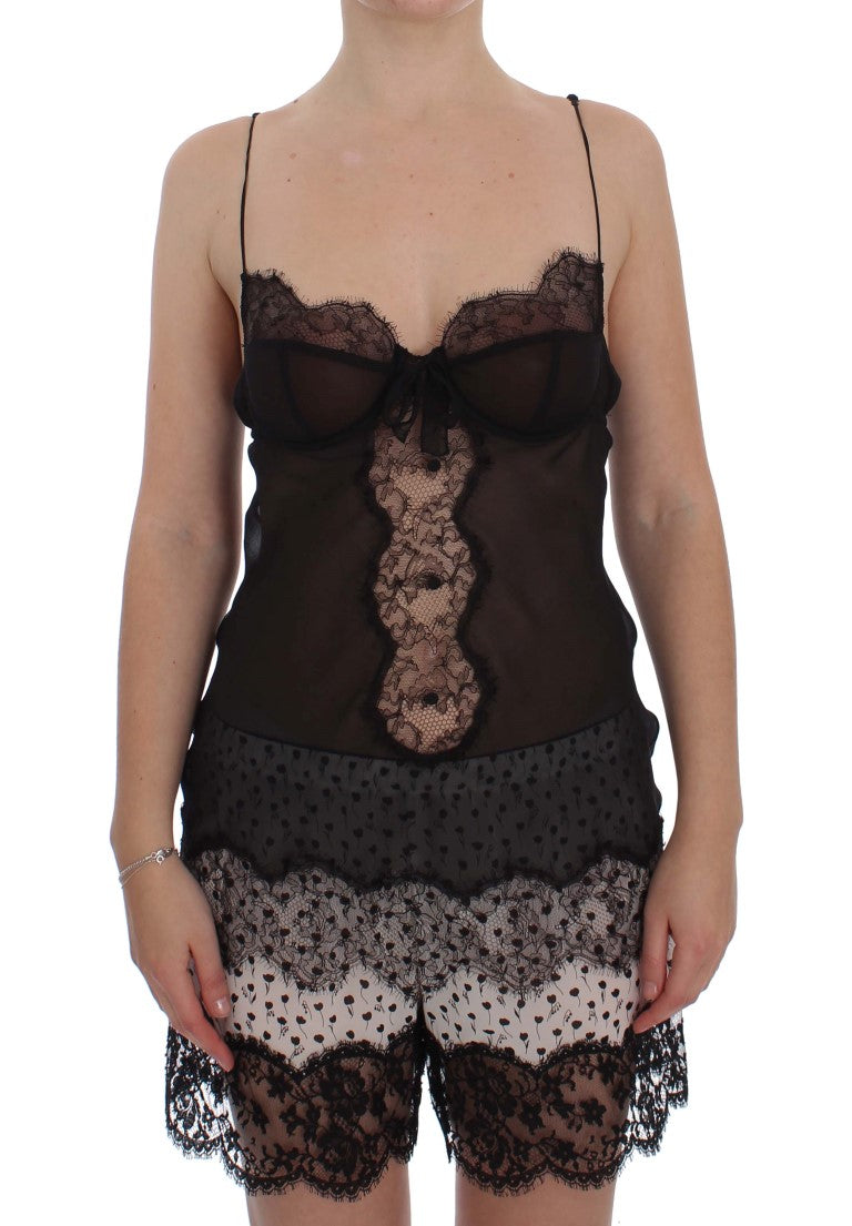 Dolce & Gabbana Black Silk Lace Babydoll Lingerie Top | Regal Royce