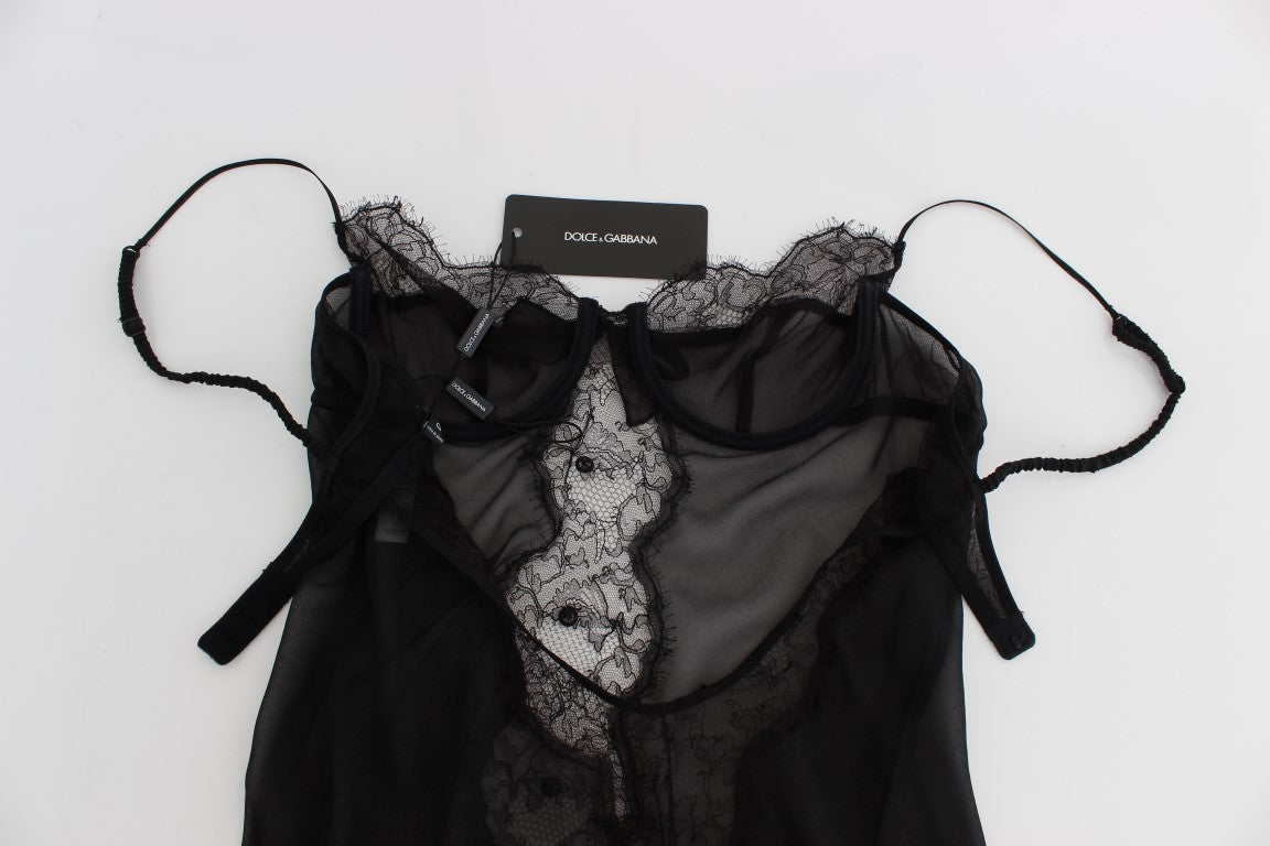 Dolce & Gabbana Black Silk Lace Babydoll Lingerie Top | Regal Royce