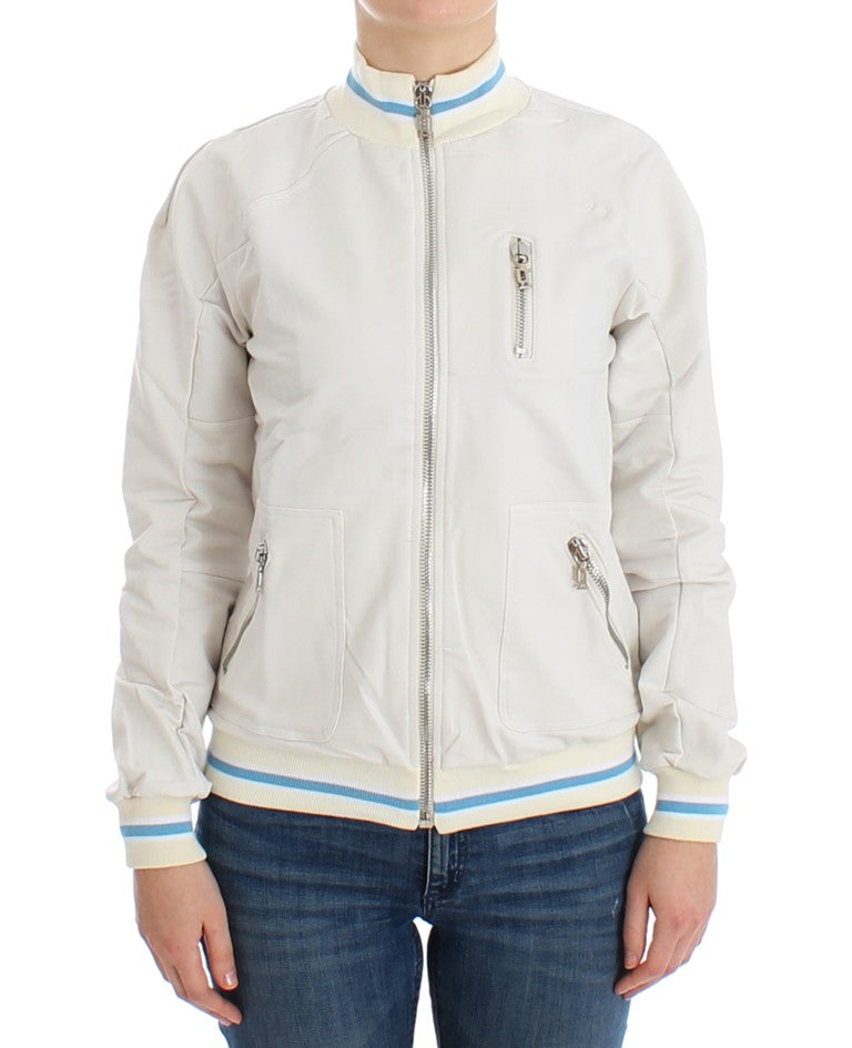 John Galliano White Mock Zip Cardigan Sweatshirt Sweater | Regal Royce