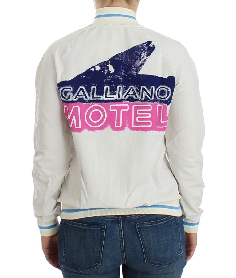 John Galliano White Mock Zip Cardigan Sweatshirt Sweater | Regal Royce