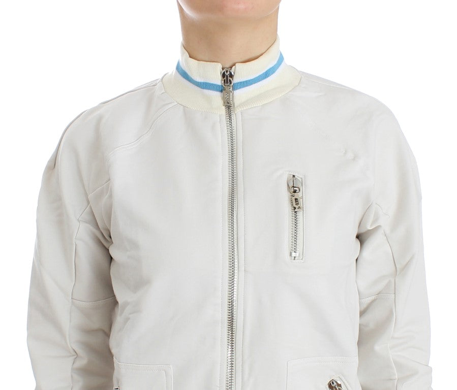 John Galliano White Mock Zip Cardigan Sweatshirt Sweater | Regal Royce