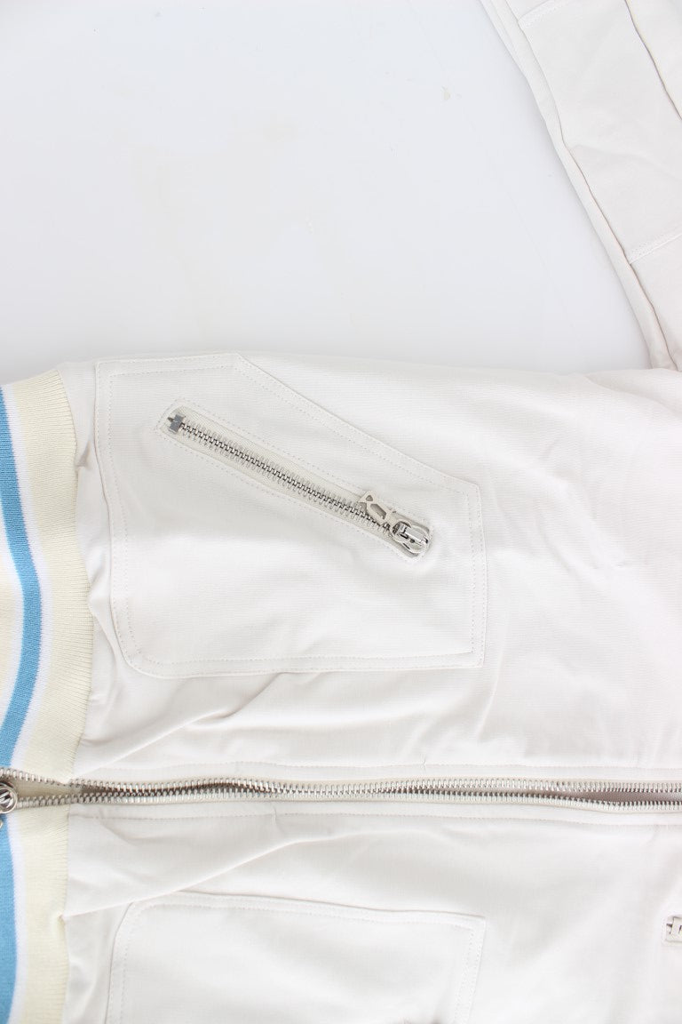 John Galliano White Mock Zip Cardigan Sweatshirt Sweater | Regal Royce