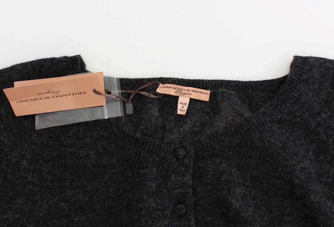 Ermanno Scervino Gray Knit Wool Cardigan Sweater | Regal Royce