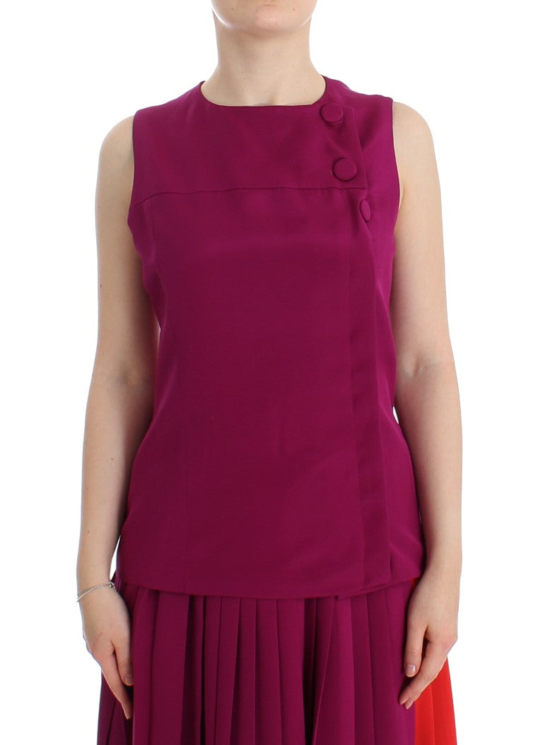 Barbara Casasola Purple Silk Sleeveless Blouse Top | Regal Royce