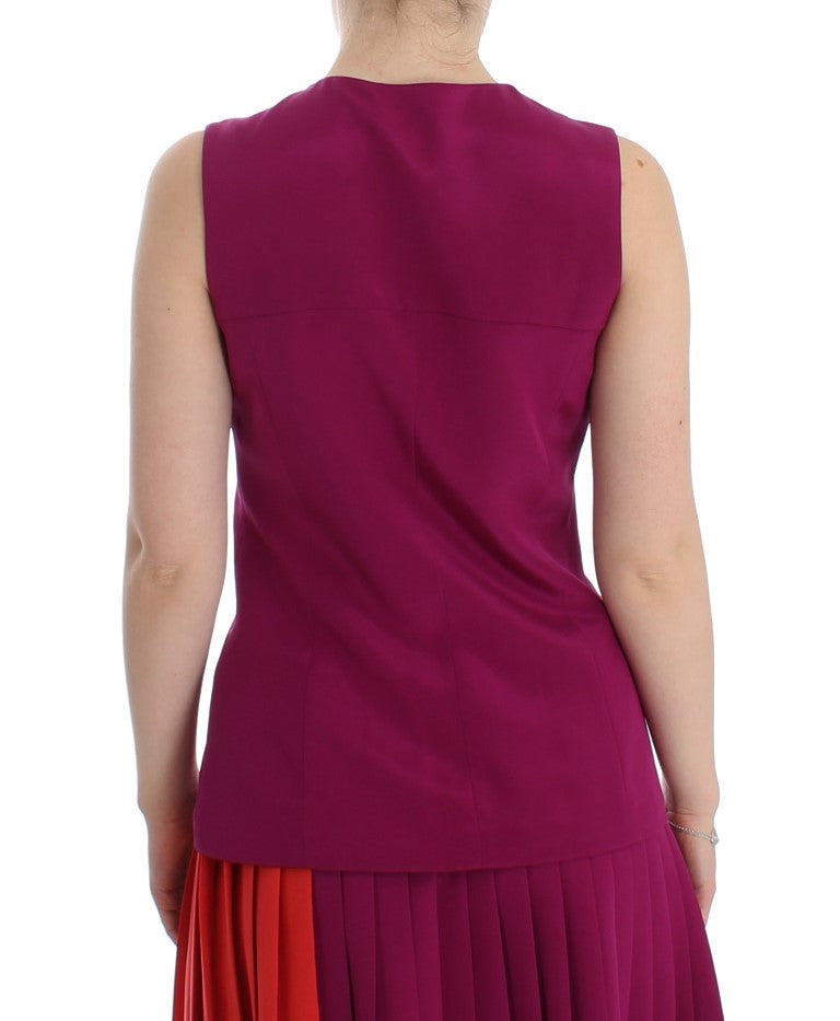 Barbara Casasola Purple Silk Sleeveless Blouse Top | Regal Royce