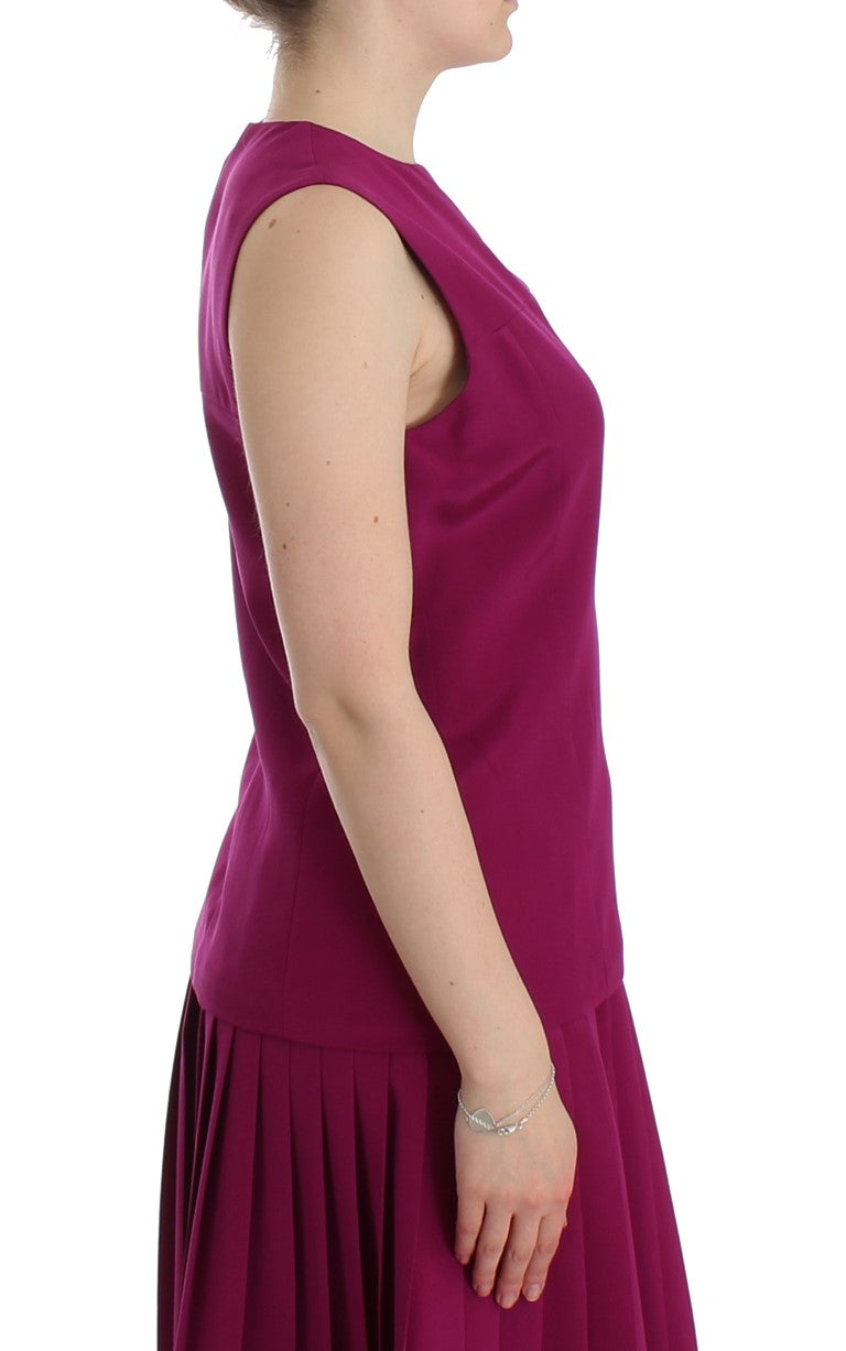 Barbara Casasola Purple Silk Sleeveless Blouse Top | Regal Royce