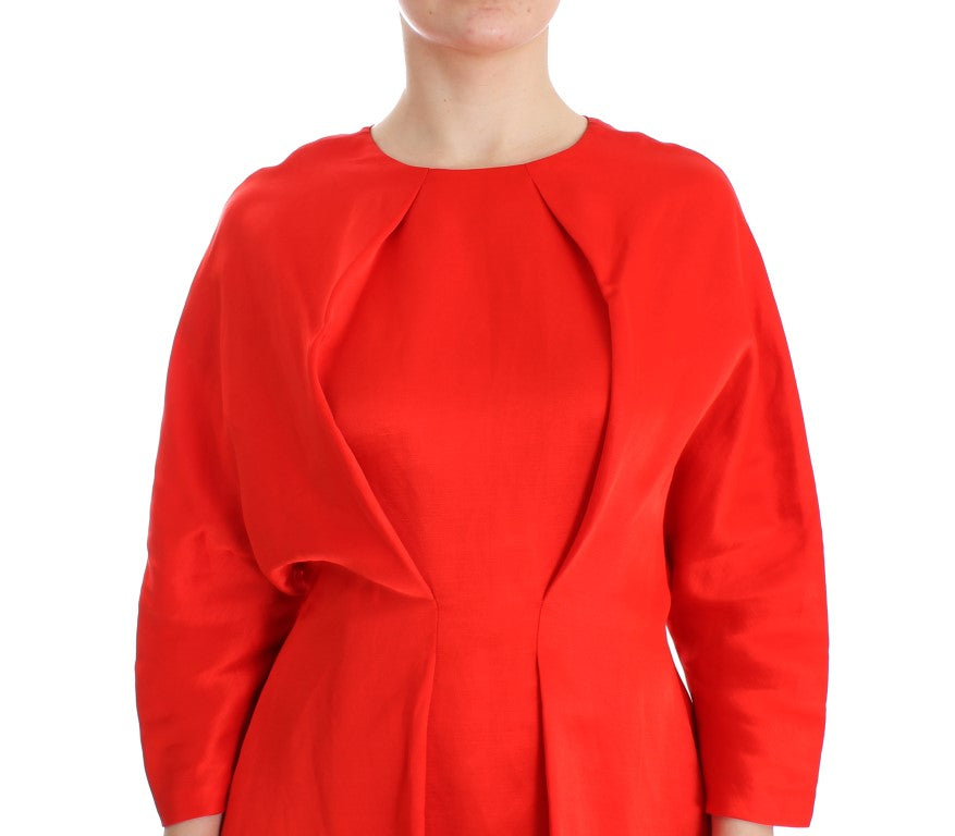 Fyodor Golan Red Mini Linen 3/4 Sleeve Sheath Dress | Regal Royce