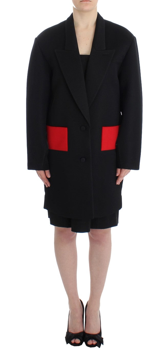 KAALE SUKTAE Black Coat Trench Long Draped Jacket Blazer | Regal Royce