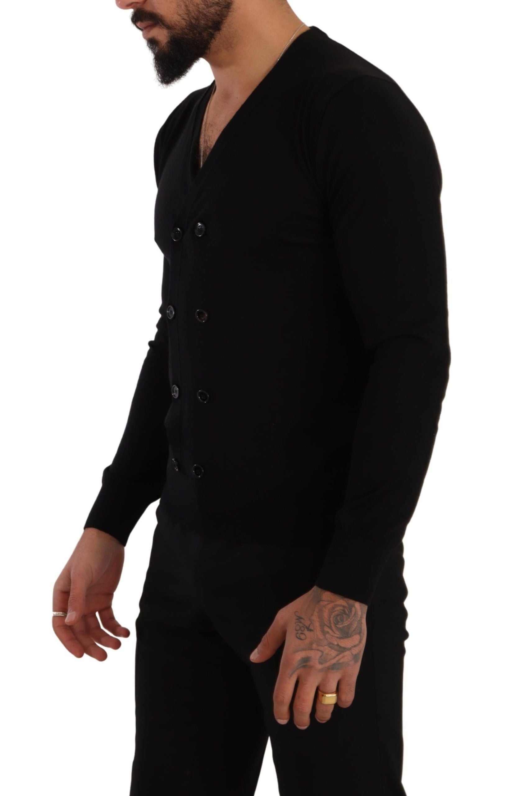 Dolce & Gabbana Black Cashmere Button Down Cardigan Sweater | Regal Royce