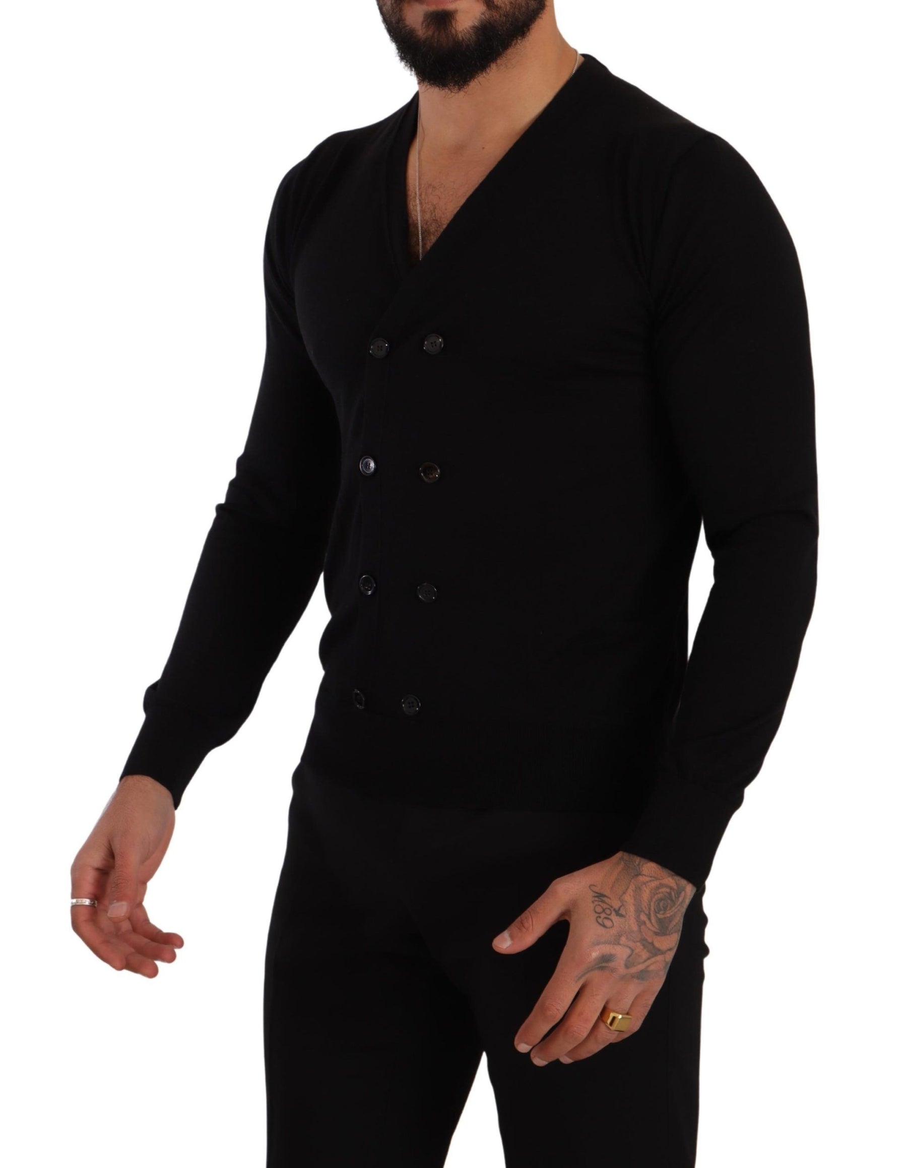 Dolce & Gabbana Black Cashmere Button Down Cardigan Sweater | Regal Royce
