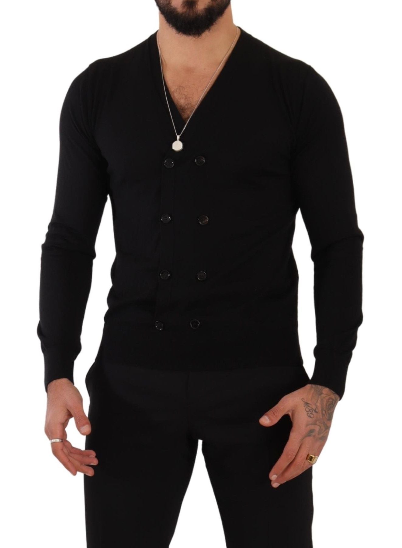 Dolce & Gabbana Black Cashmere Button Down Cardigan Sweater | Regal Royce