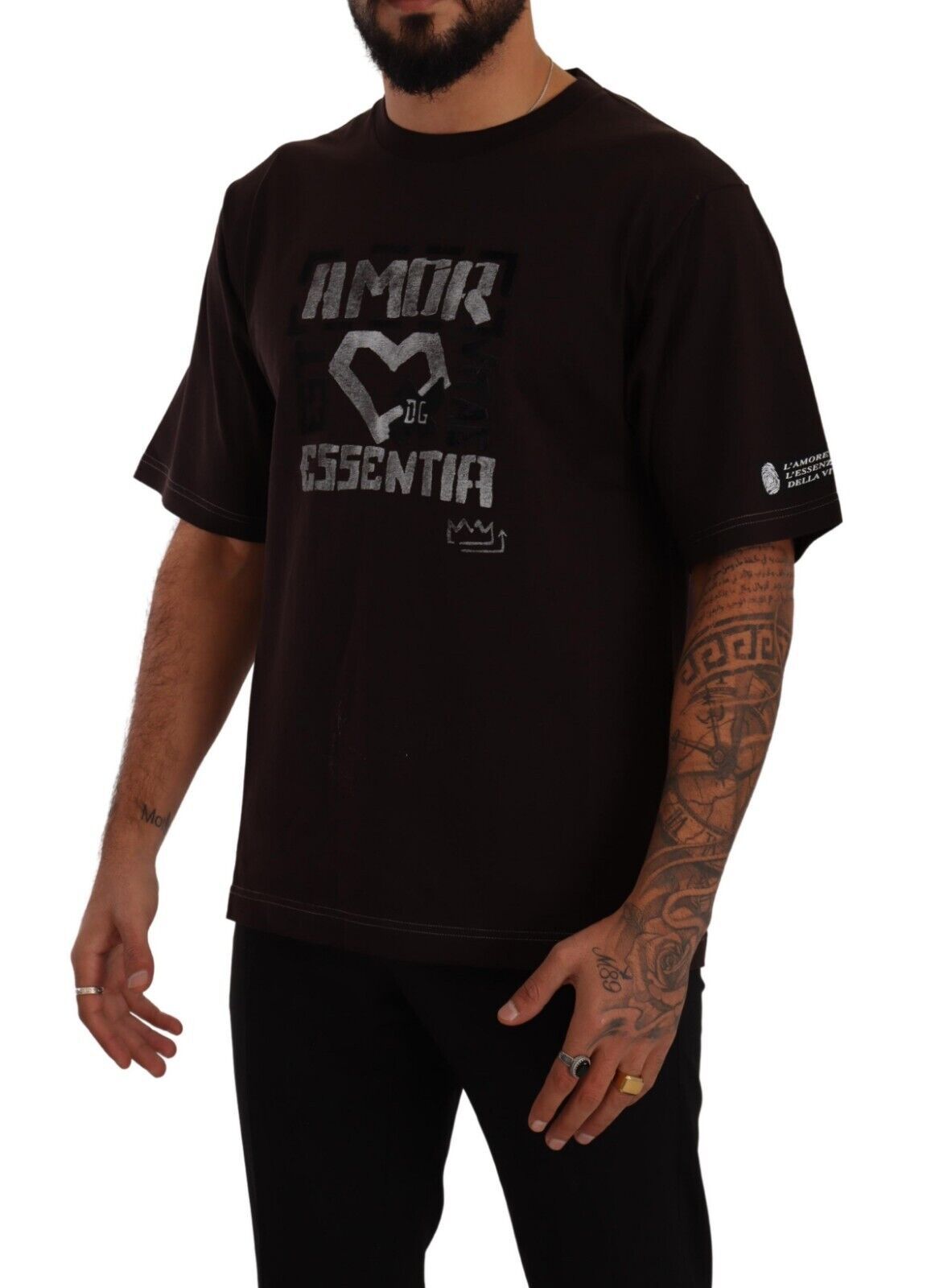 Dolce & Gabbana Bordeaux Cotton L-Amore Print Crewneck T-shirt | Regal Royce