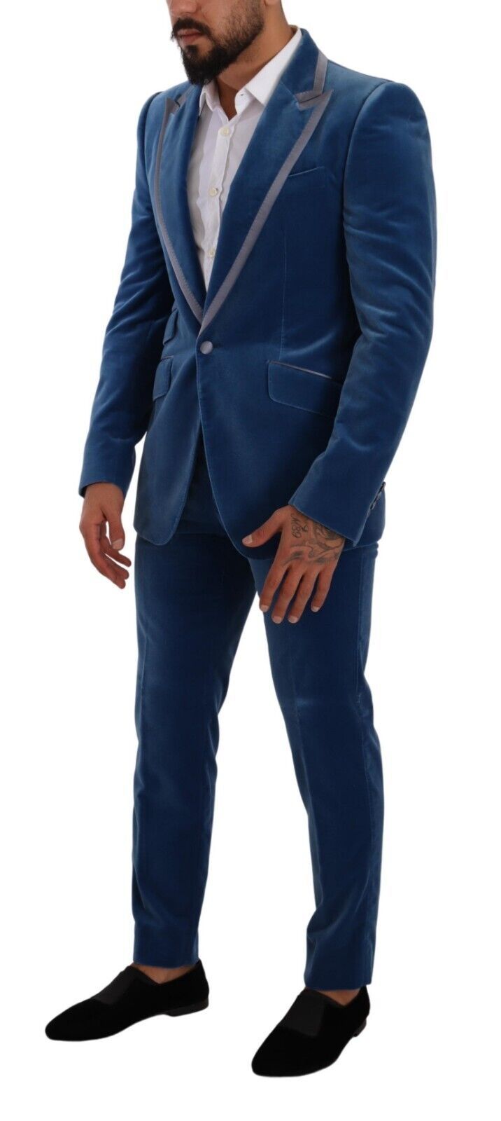 Dolce & Gabbana Blue SICILIA Velvet Slim Fit 2 Piece Suit | Regal Royce