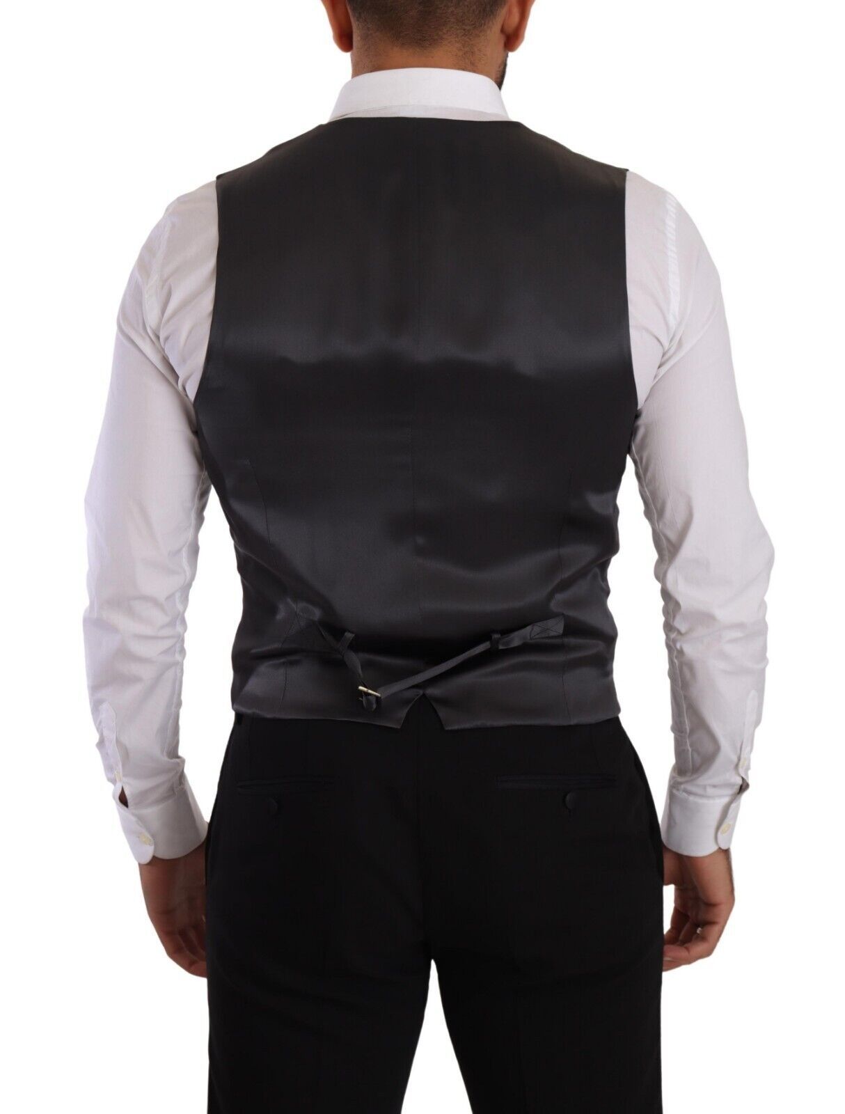 Dolce & Gabbana Gray Striped Double Breasted Waistcoat Vest | Regal Royce