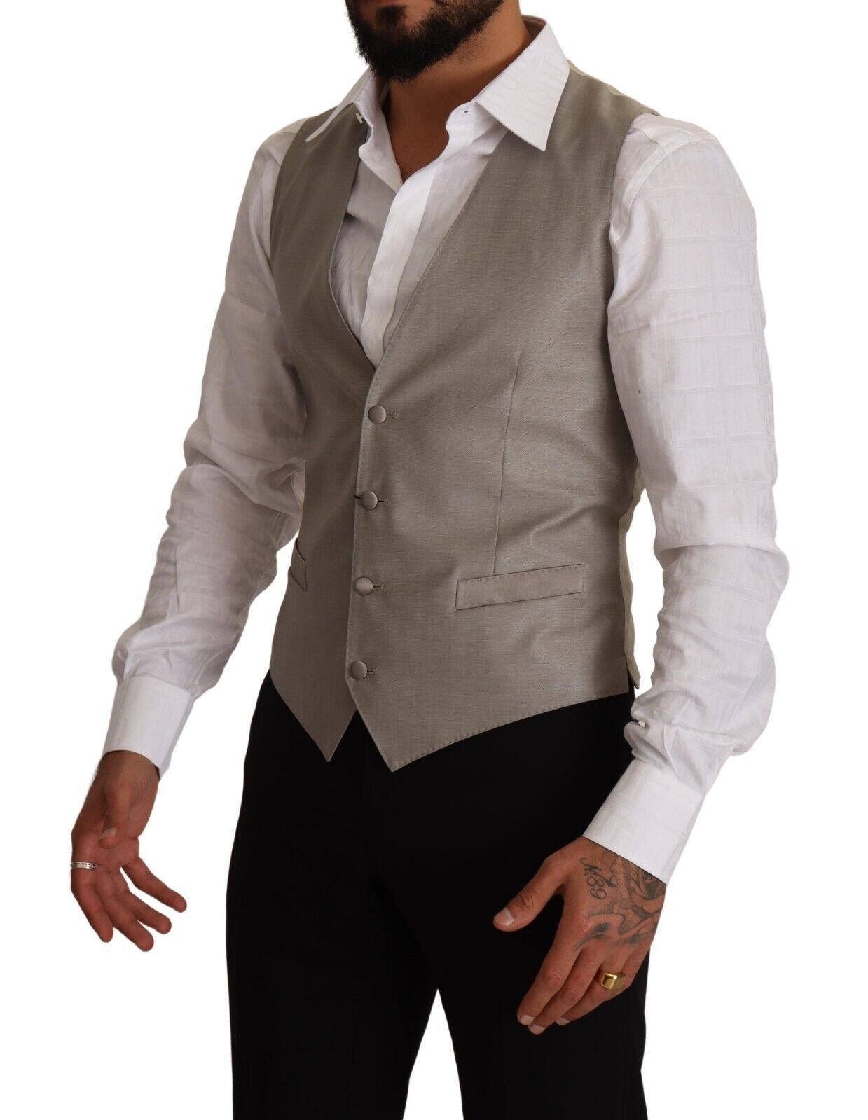 Dolce & Gabbana Beige Wool Single Breasted Waistcoat Vest | Regal Royce
