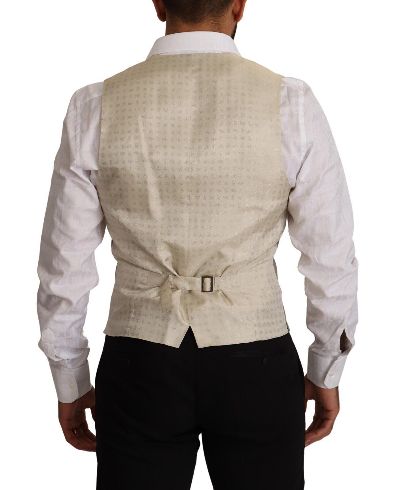 Dolce & Gabbana Beige Wool Single Breasted Waistcoat Vest | Regal Royce