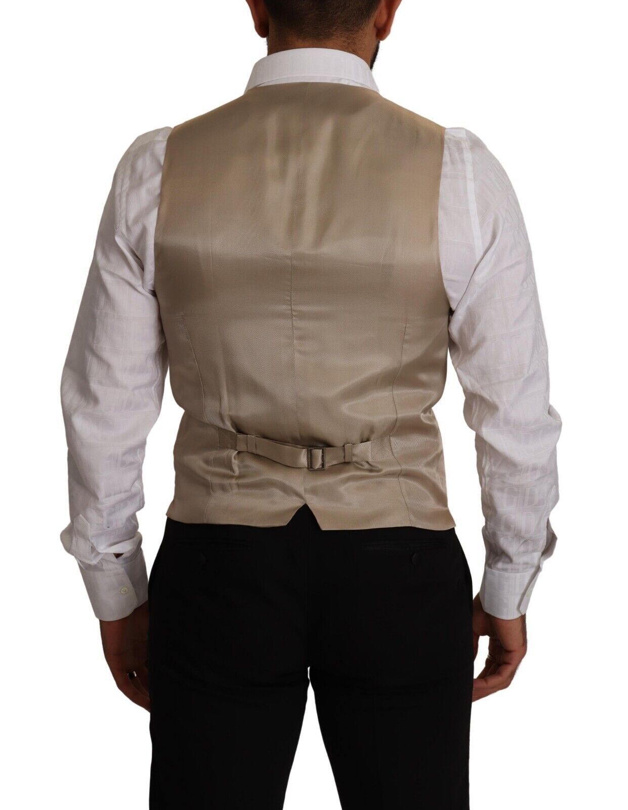 Dolce & Gabbana Beige Cotton Silk Slim Fit Waistcoat Vest | Regal Royce