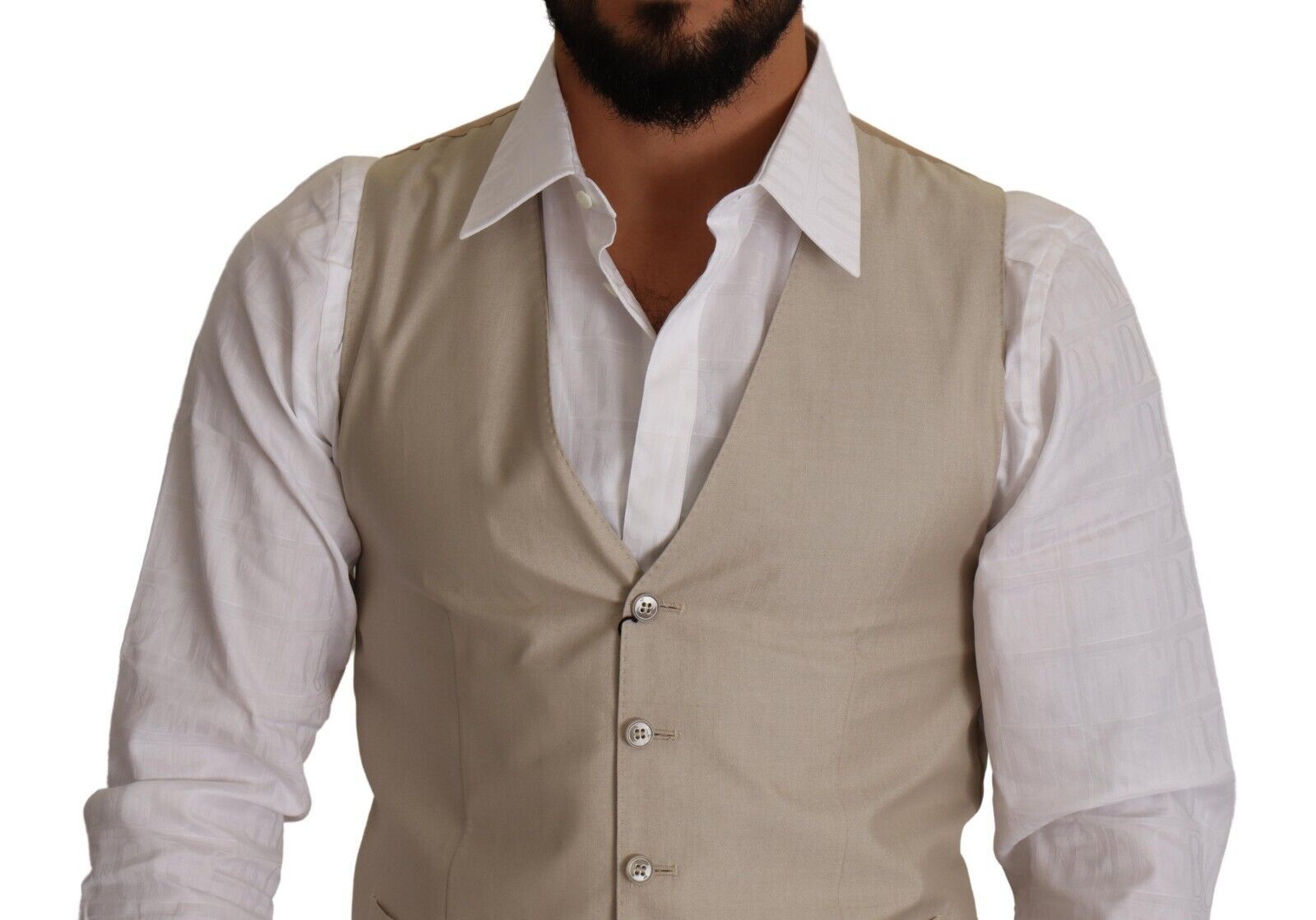 Dolce & Gabbana Beige Cotton Silk Slim Fit Waistcoat Vest | Regal Royce