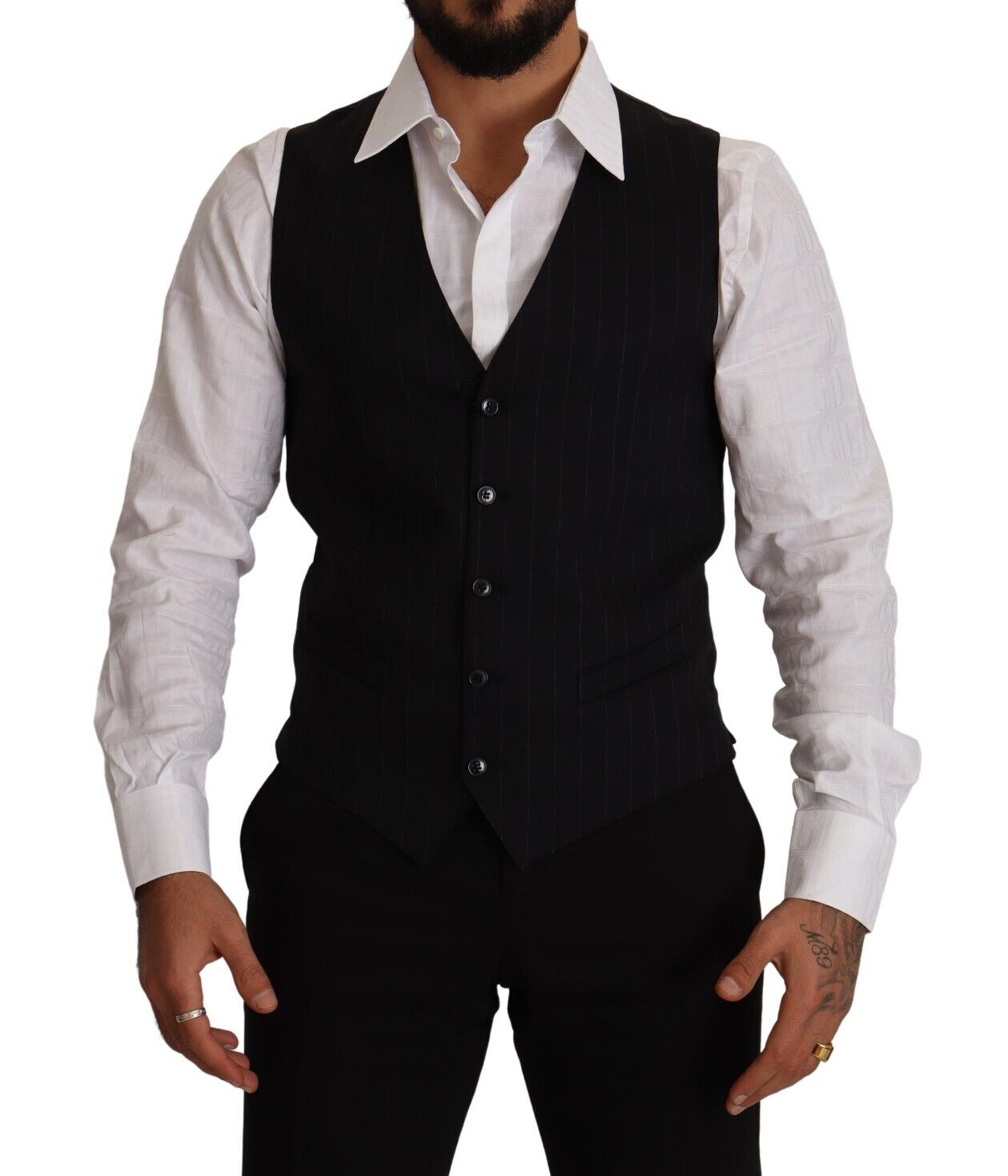 Dolce & Gabbana Blue Striped Wool Stretch Waistcoat Vest | Regal Royce