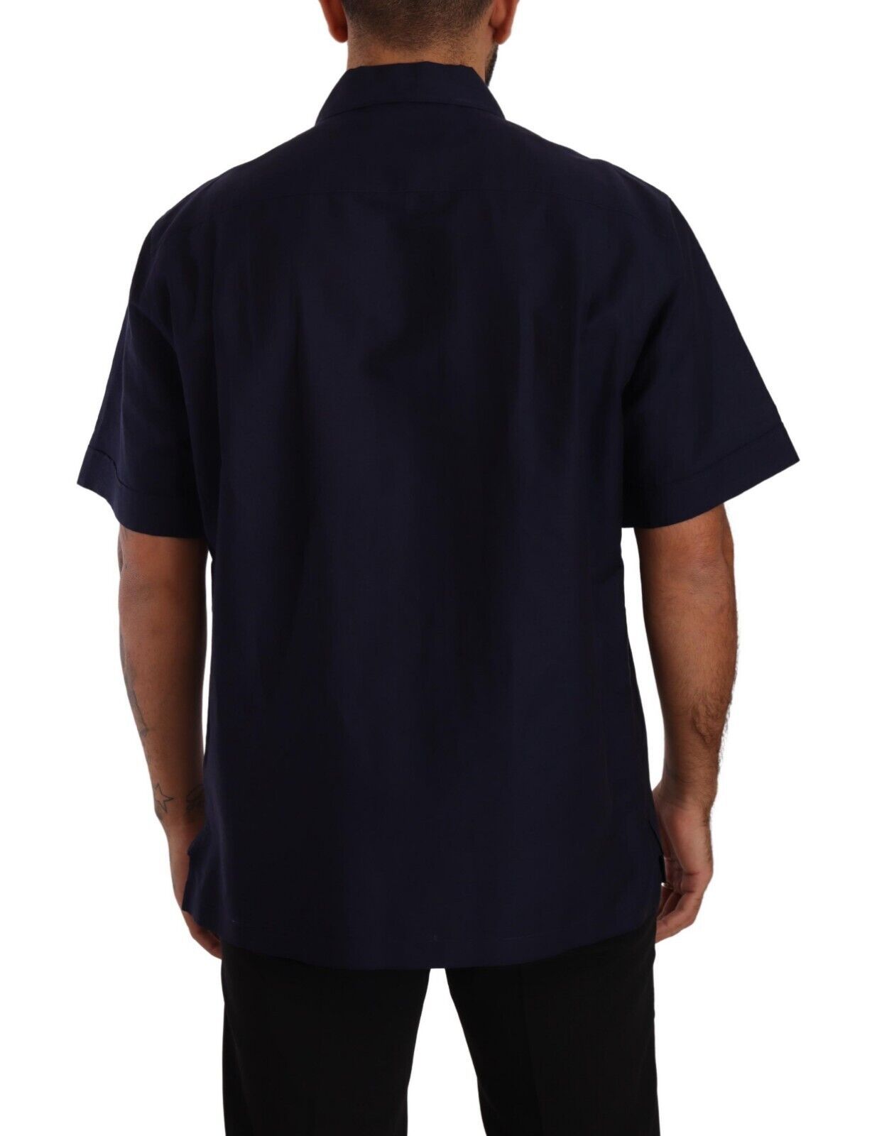 Dolce & Gabbana Navy Blue Button Down Short Sleeves Shirt | Regal Royce