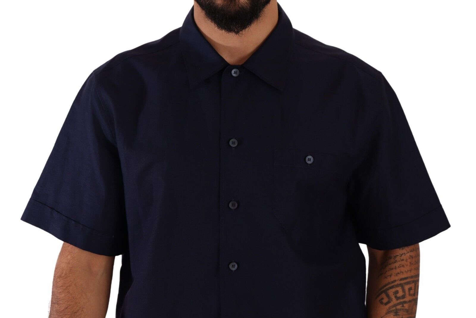 Dolce & Gabbana Navy Blue Button Down Short Sleeves Shirt | Regal Royce