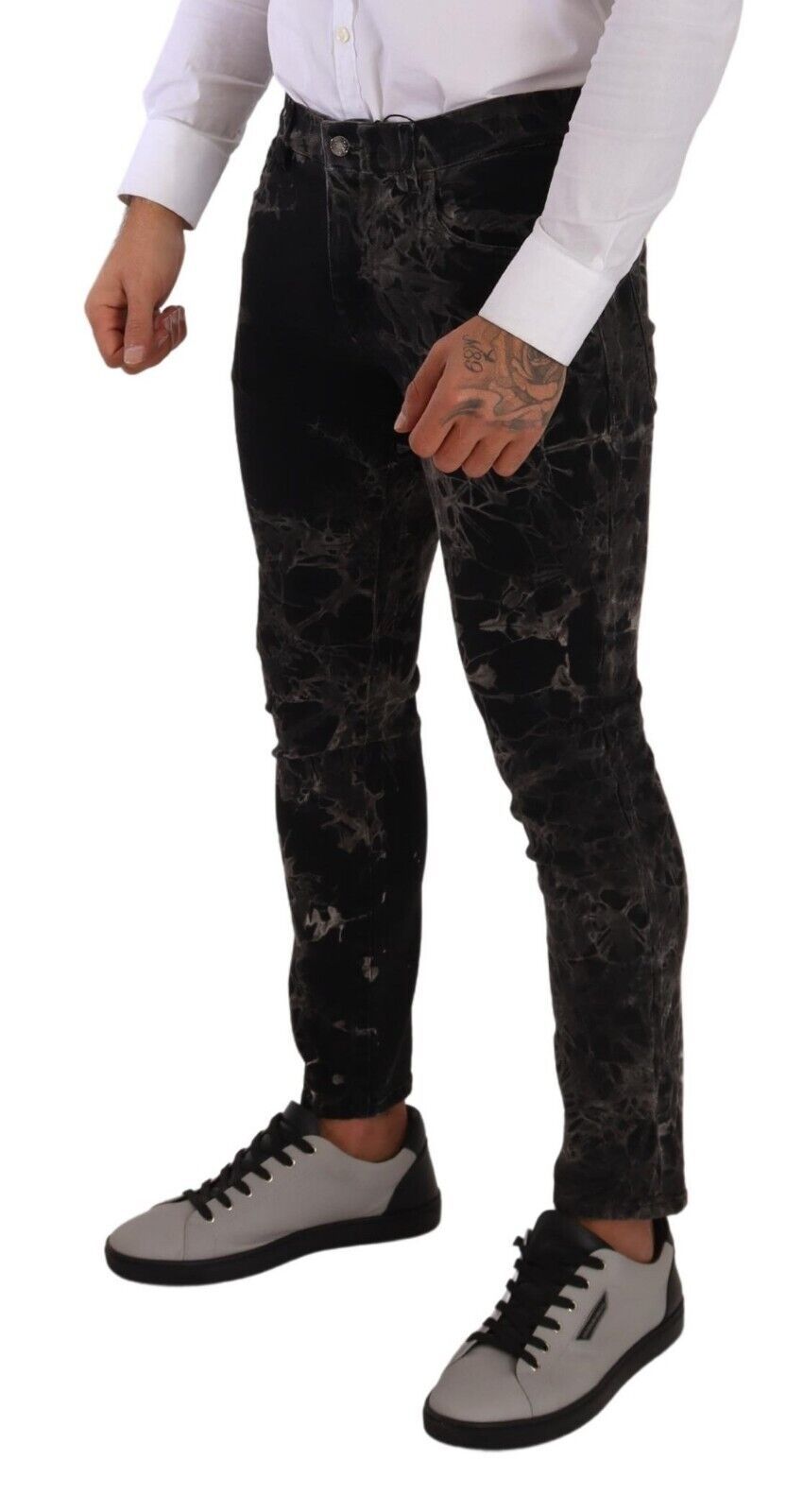 Dolce & Gabbana Black Patterned Skinny Slim Fit Jeans | Regal Royce