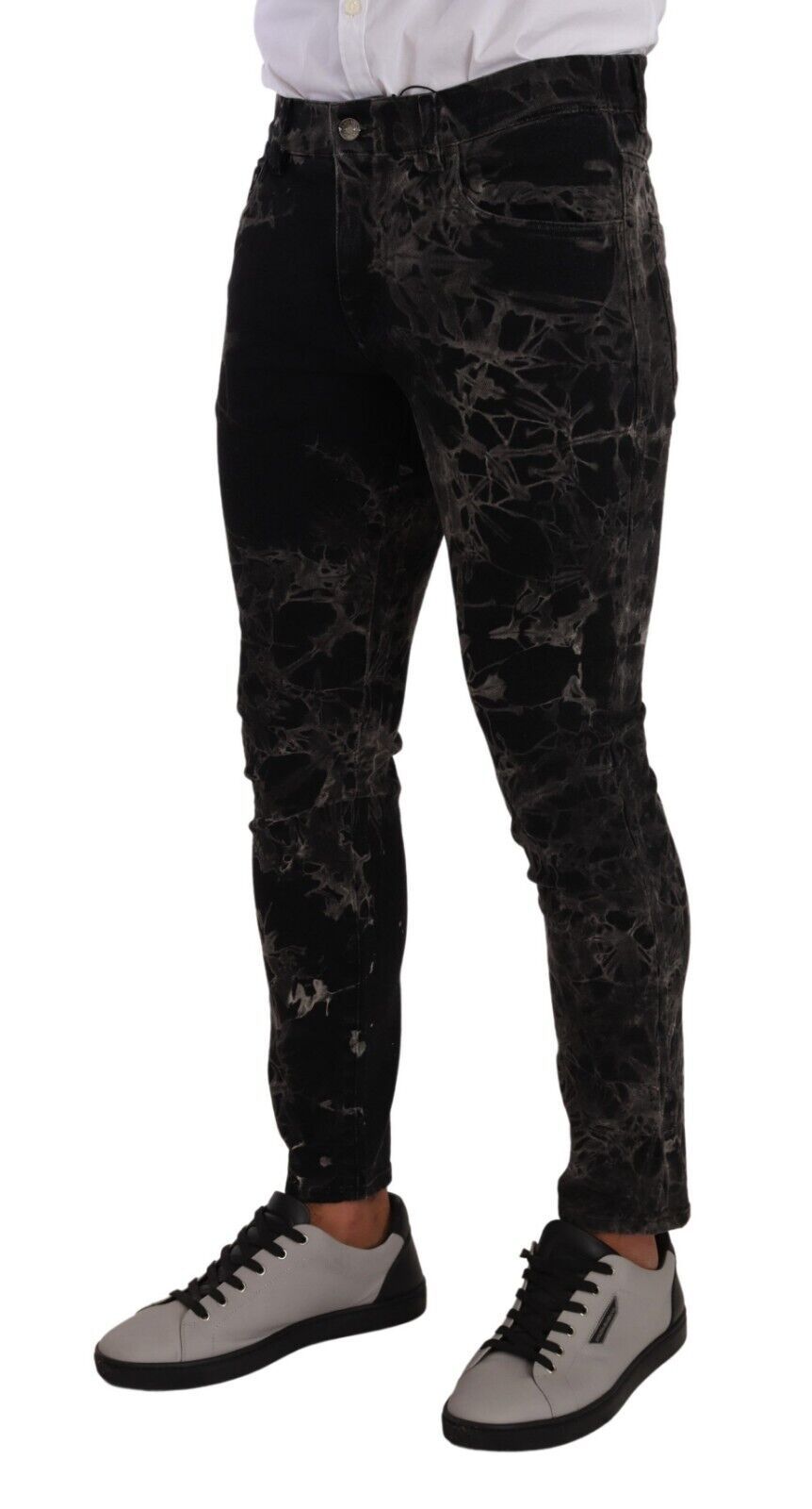 Dolce & Gabbana Black Patterned Skinny Slim Fit Jeans | Regal Royce