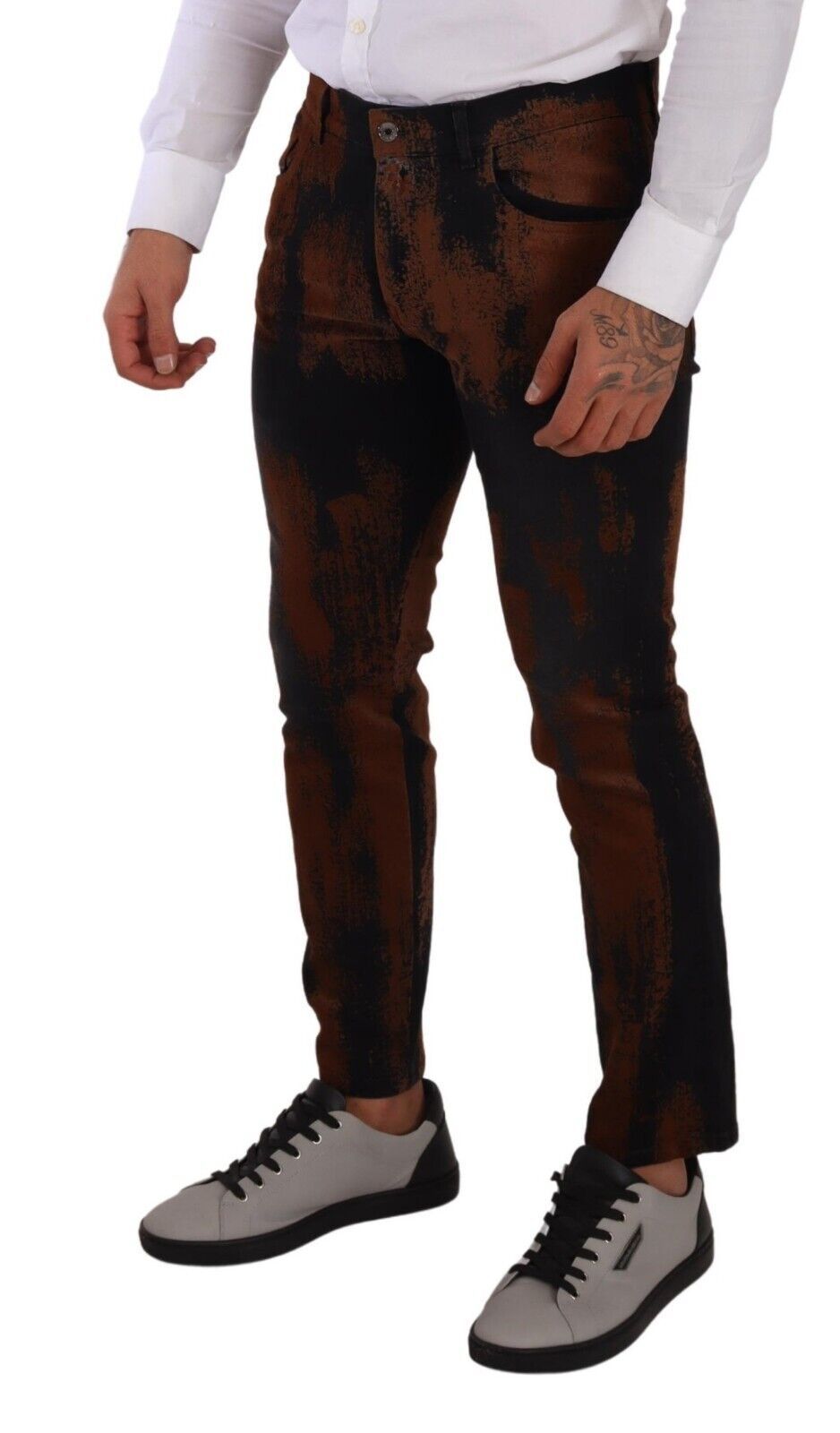 Dolce & Gabbana Black Brown Tie Dye Cotton Skinny Denim Jeans | Regal Royce