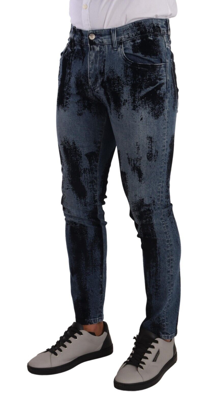 Dolce & Gabbana Blue Black Cotton Skinny Denim Jeans | Regal Royce