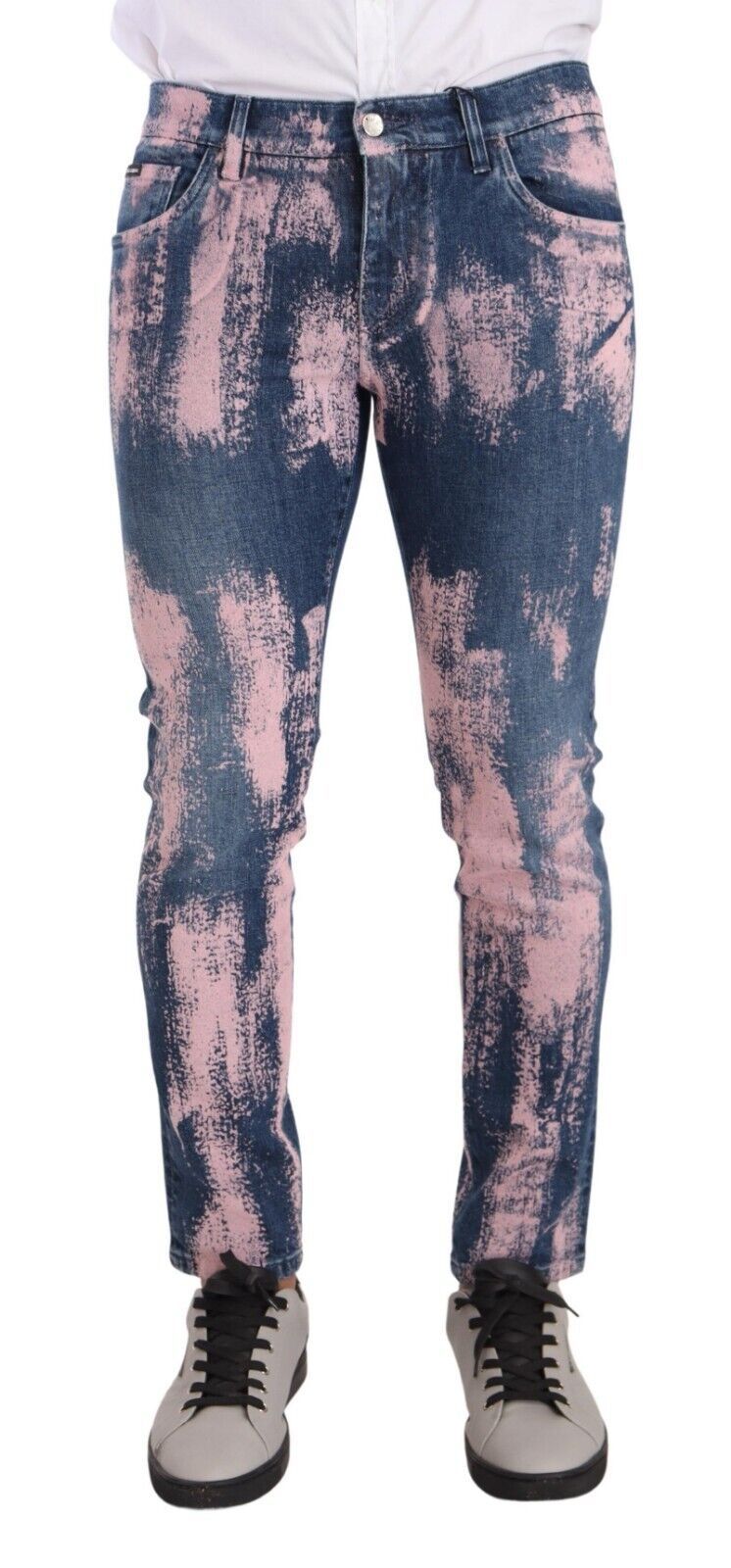 Dolce & Gabbana Blue Pink Tie Dye Cotton Skinny Denim Jeans | Regal Royce