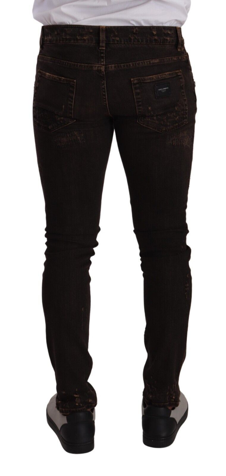 Dolce & Gabbana Brown Distressed Slim Fit Skinny Denim Jeans | Regal Royce