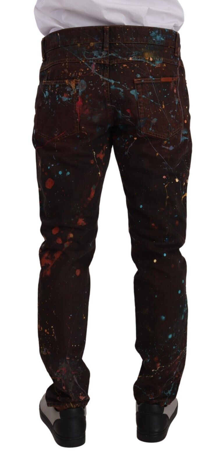 Dolce & Gabbana Brown Splash Color Cotton Regular Denim Jeans | Regal Royce
