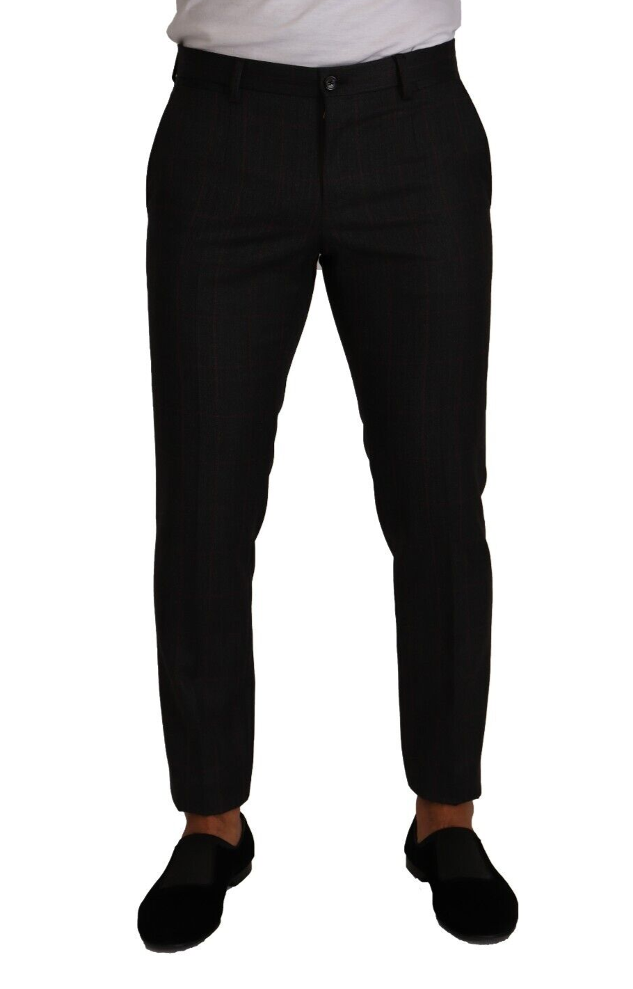 Dolce & Gabbana Gray Check Wool Formal Trouser Dress Pants | Regal Royce