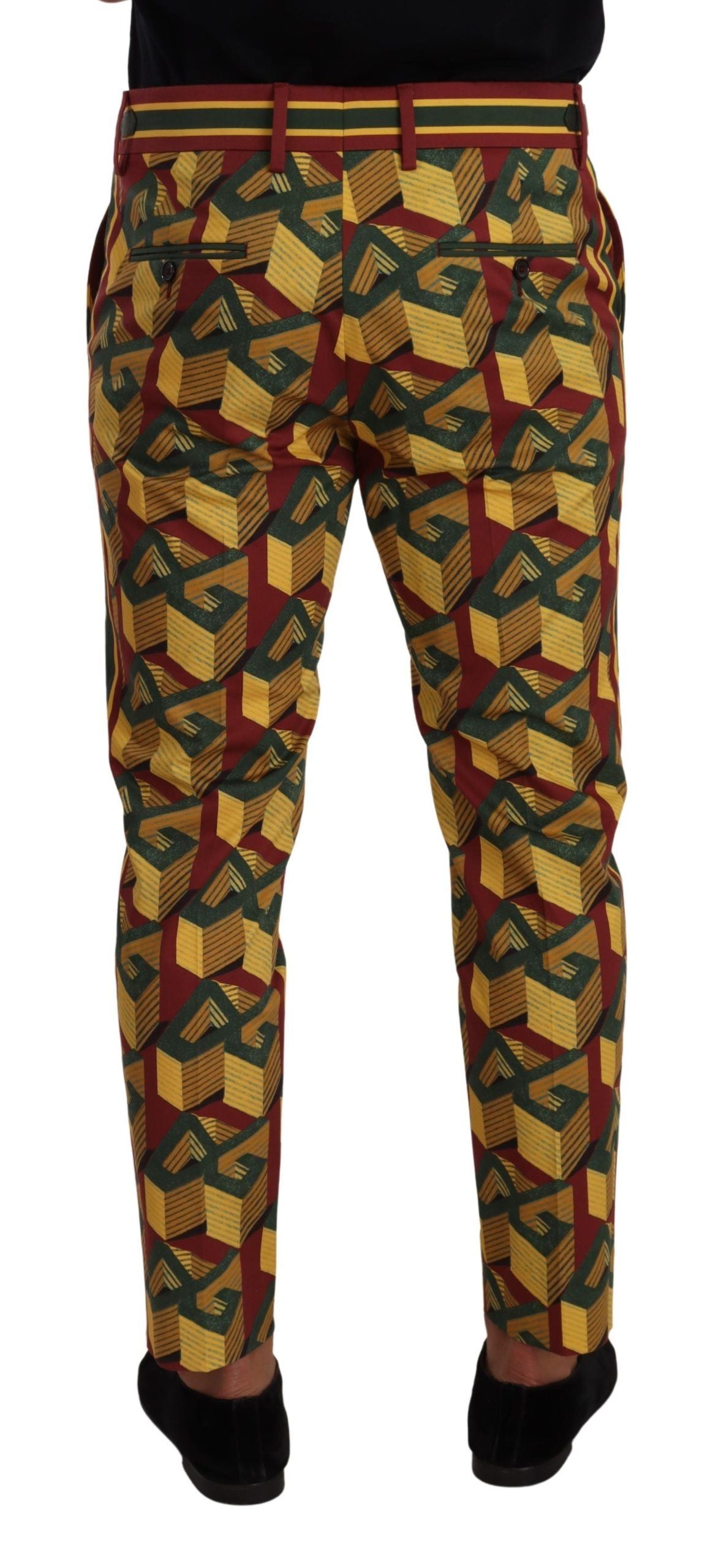 Dolce & Gabbana Multicolor Logo Mania Cotton Tapered Trouser Pants | Regal Royce
