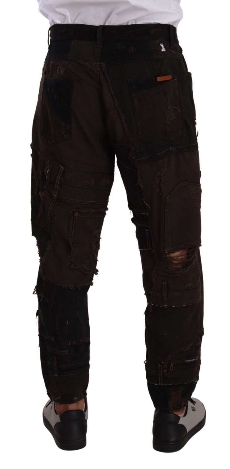 Dolce & Gabbana Brown Cotton Distressed Regular Denim Jeans | Regal Royce