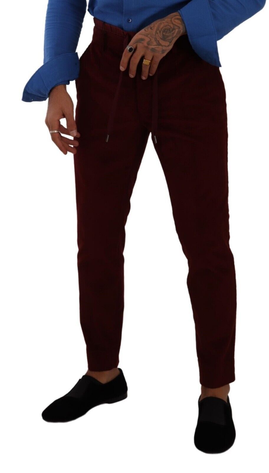 Dolce & Gabbana Bordeaux Velvet Mens Formal Trouser Dress Pants | Regal Royce