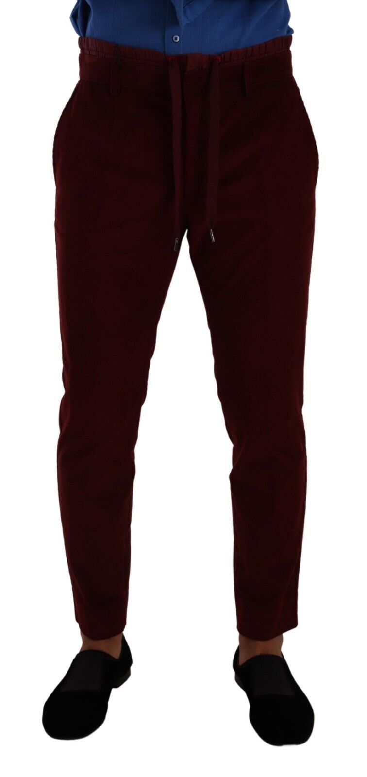 Dolce & Gabbana Bordeaux Velvet Mens Formal Trouser Dress Pants | Regal Royce