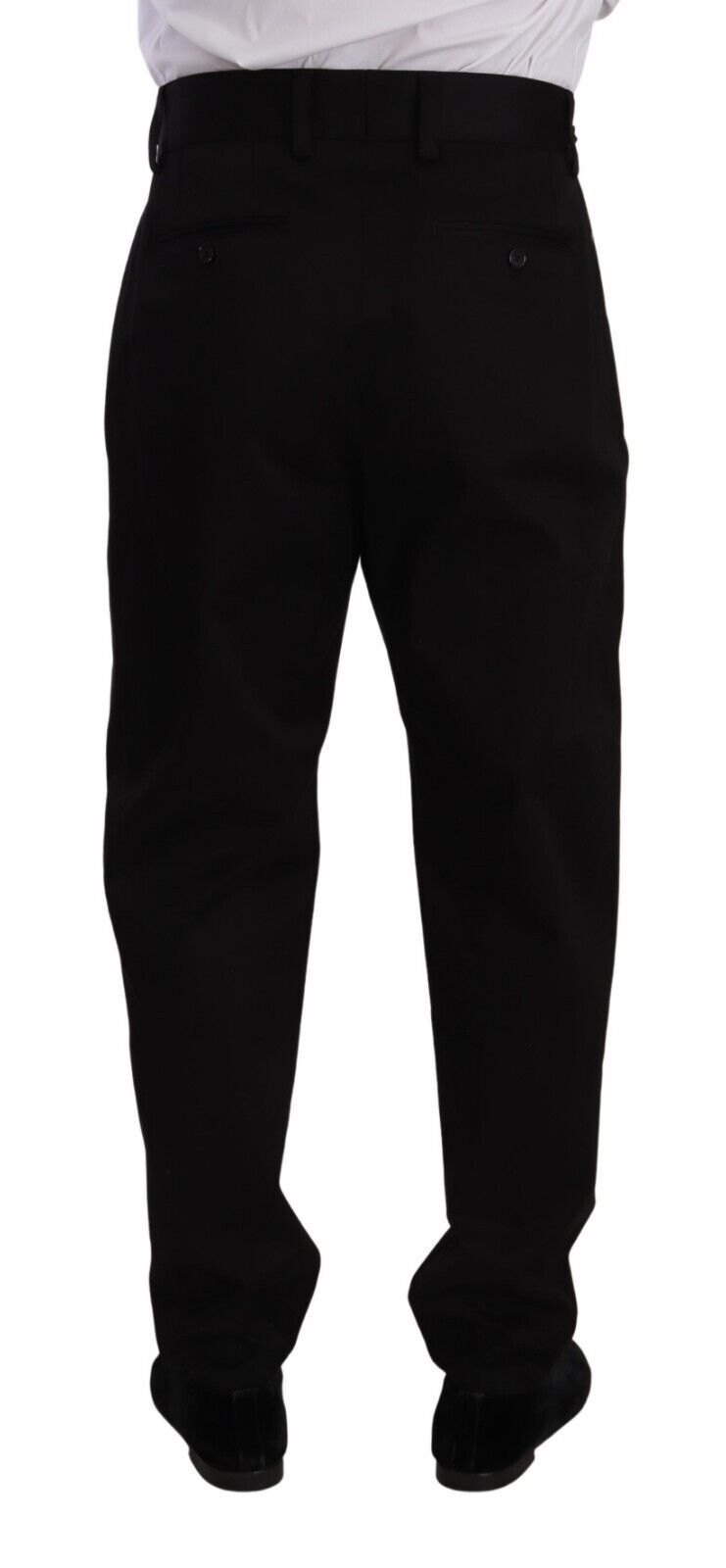 Dolce & Gabbana Black Cotton High Waist Men Trouser Dress Pants | Regal Royce
