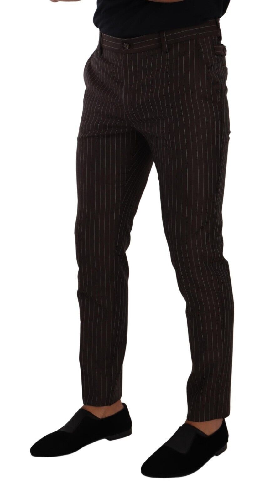 Dolce & Gabbana Brown Striped Wool Formal Trouser Dress Pants | Regal Royce