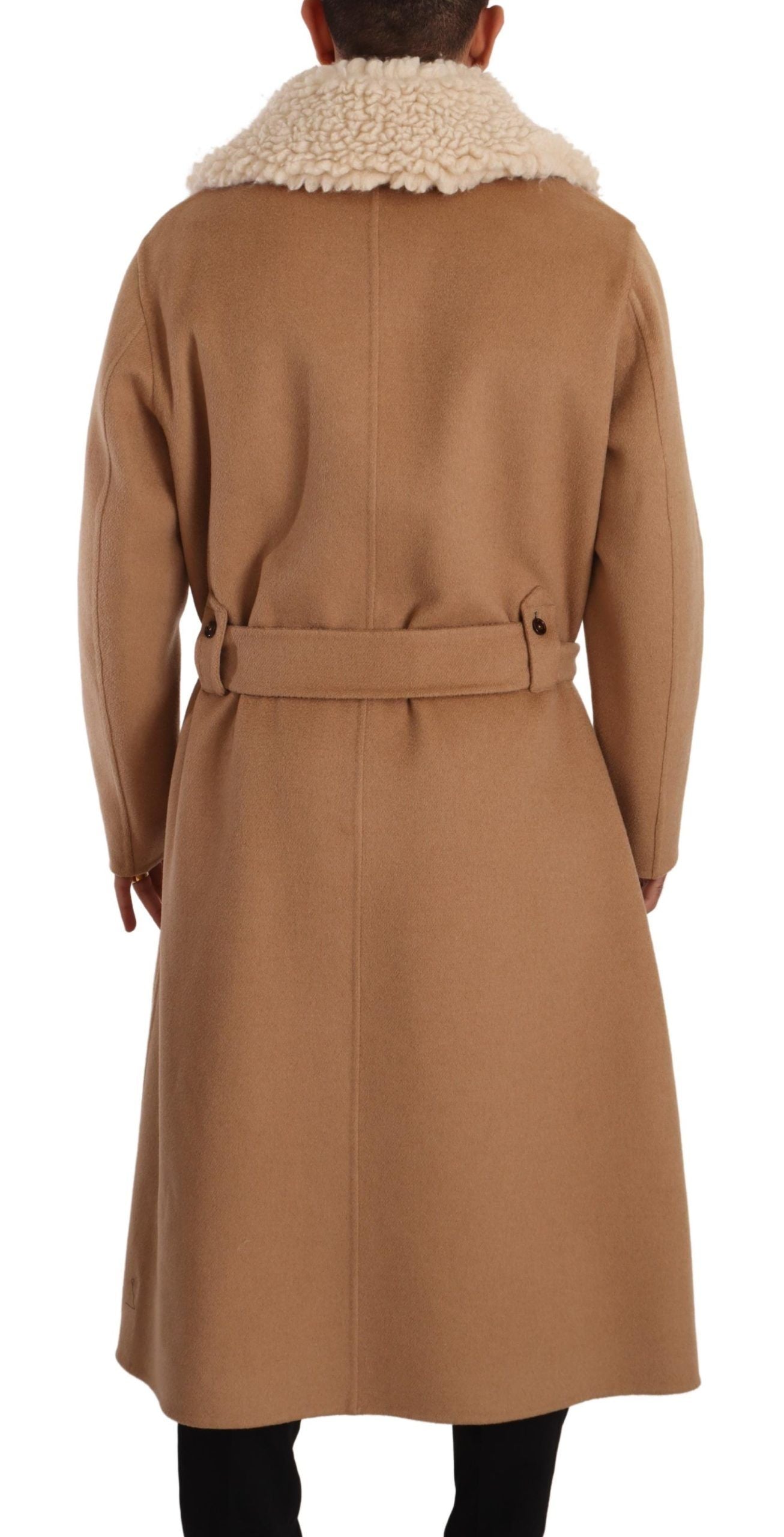 Dolce & Gabbana Beige Camel Skin Cashmere Shearling Overcoat Jacket | Regal Royce