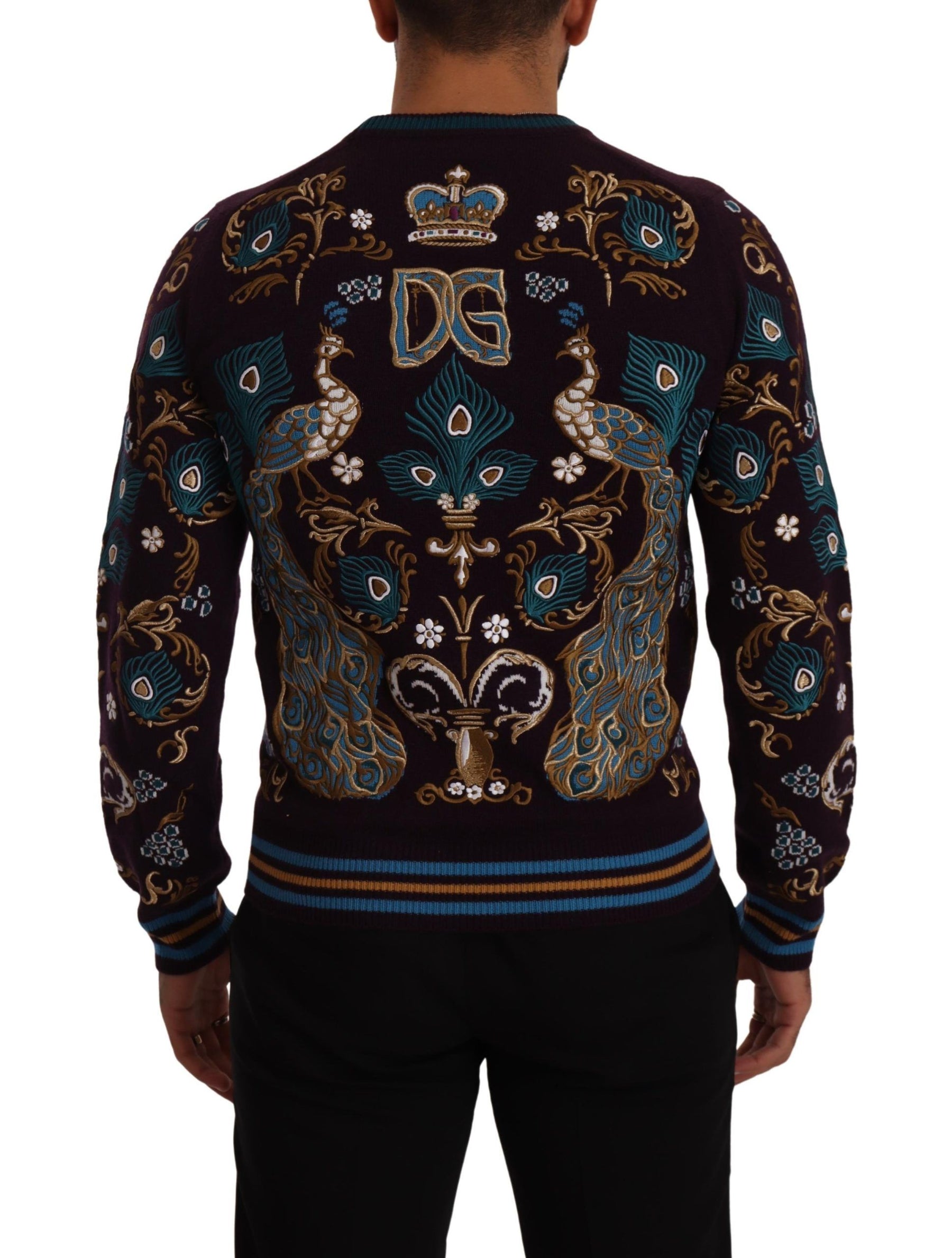 Dolce & Gabbana Bordeaux Cashmere DG Crown Embroidered Sweater | Regal Royce