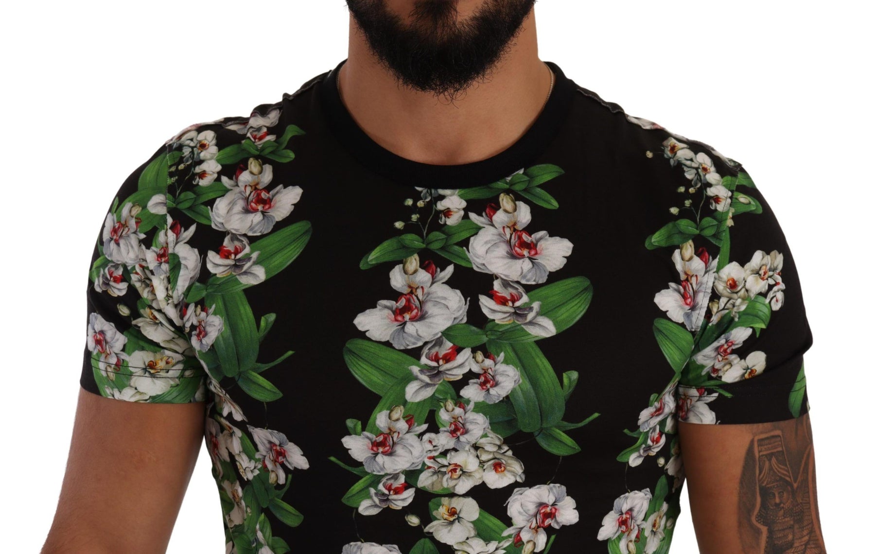 Dolce & Gabbana Black Floral Print Crewneck T-shirt | Regal Royce