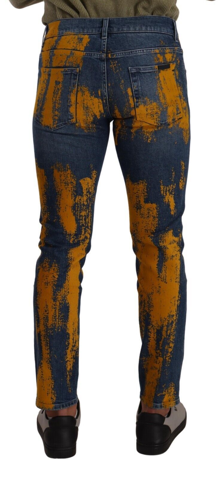 Dolce & Gabbana Blue Yellow Dye Cotton Skinny Men Denim Jeans | Regal Royce